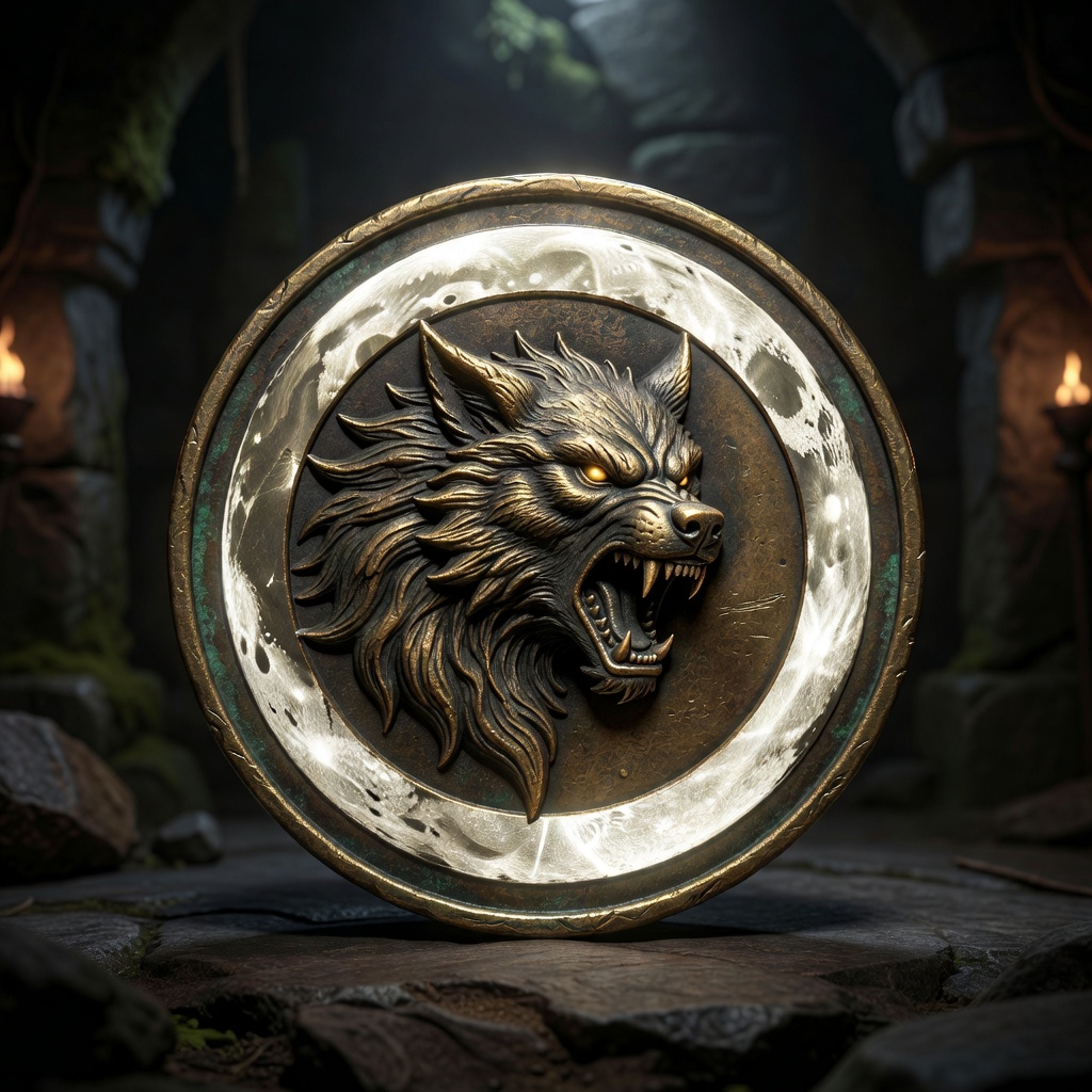 Monster Slot daily moon reward game coin with werewolf emblem